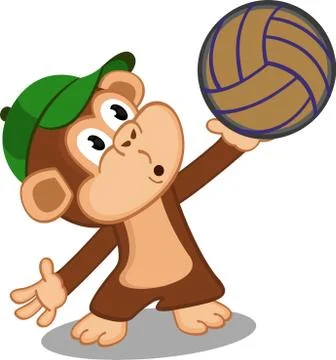 Monkey with a ball Stock Illustration