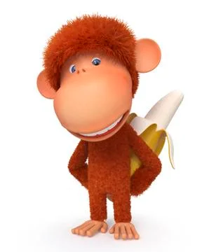The monkey with banana Stock Illustration
