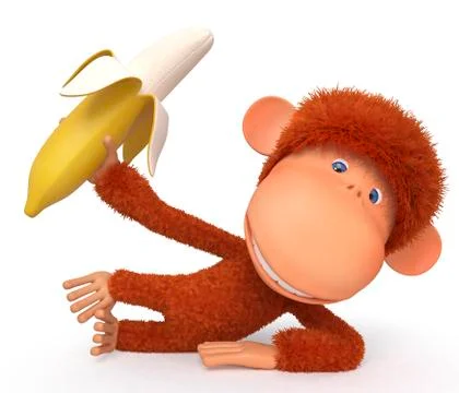 The monkey with banana Stock Illustration