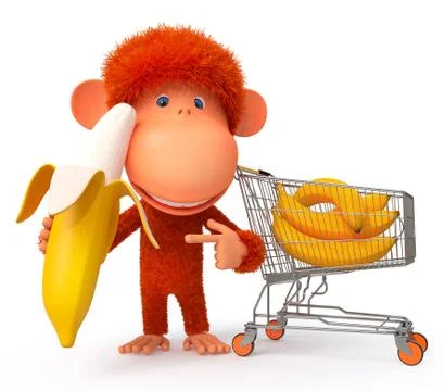 The monkey with banana Stock Illustration
