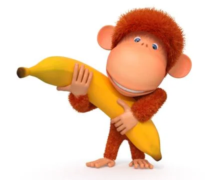 The monkey with banana Stock Illustration