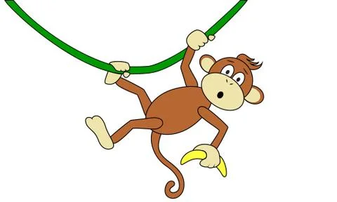 Monkey with a banana Stock Illustration