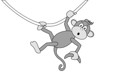 Monkey with a banana Stock Illustration