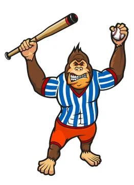 Monkey baseball player Stock Illustration
