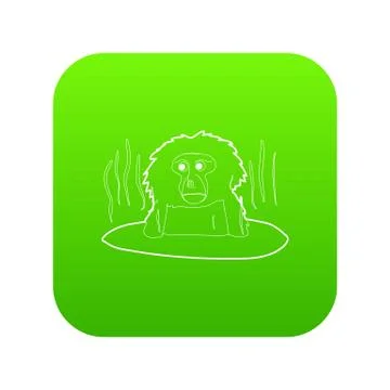 Monkey bathe icon green vector Stock Illustration