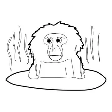 Monkey bathe icon outline Stock Illustration