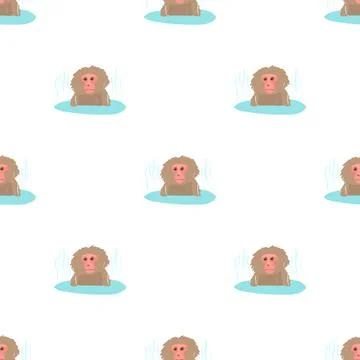 Monkey bathe pattern seamless vector Stock Illustration
