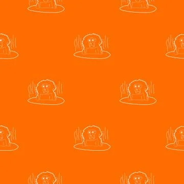 Monkey bathe pattern vector orange Stock Illustration