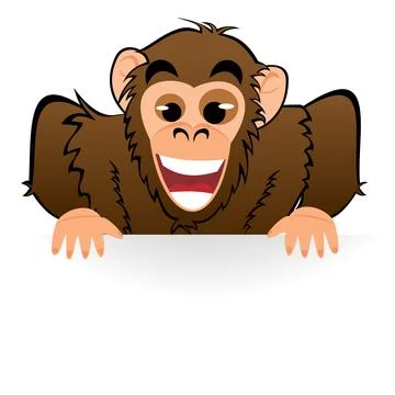Monkey behind white board Stock Illustration
