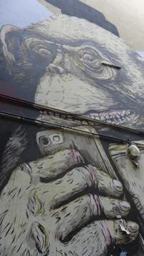 Monkey Berlin murales 스톡 사진