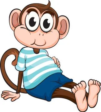 Monkey with big eyes Stock Illustration