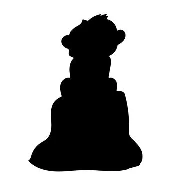Monkey black silhouette illustration useful for video cartoon making project Stock Illustration
