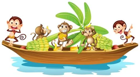 Monkey on boat Stock-Illustration