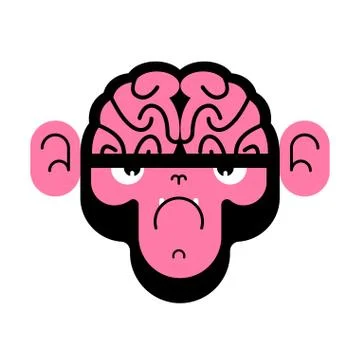 Monkey with brain. Gorilla with brains. Vector illustration Illustrazione stock