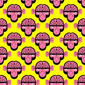 Monkey with brain pattern seamless. Gorilla with brains background. Vector te Illustrazione stock