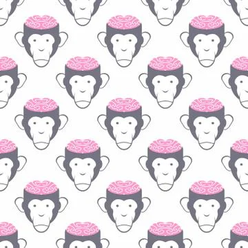 Monkey Brains seamless background. Vector pattern of animals. Illustrazione stock