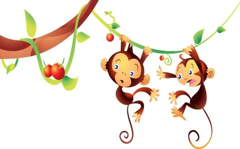 Monkey on a branch Stock Illustration