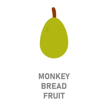 Monkey bread fruit, baobab. Rare tropical fruit icon isolated on white Illustrazione stock