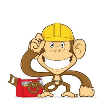 Monkey builder construction worker Stock Illustration