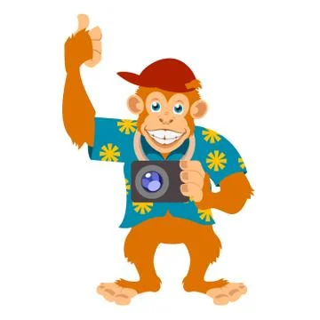 Monkey with a cam Stock Illustration