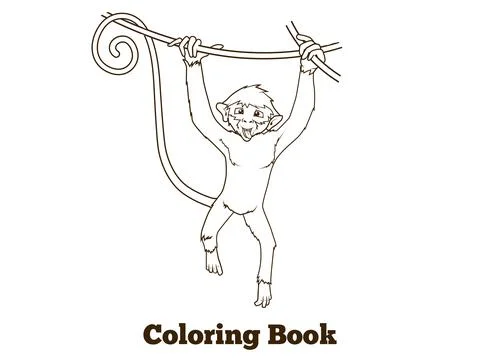 Monkey cartoon coloring book vector illustration Stock Illustration