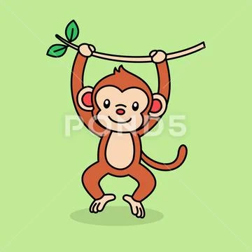 Monkey cartoon cute vector Ilustraciones de archivo
