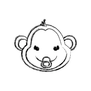 Monkey cartoon drawing animal Stock Illustration
