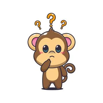 Monkey cartoon vector illustration is confused Stock Illustration