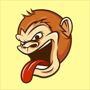 Monkey, Chimp, Ape Head Mascot Illustration Vector in Cartoon Style Stock Illustration