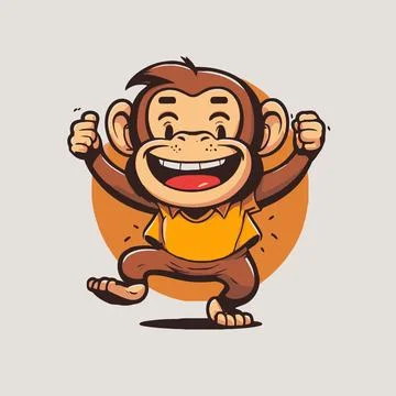Monkey chimpanzee cartoon character logo mascot design for business branding Stock Illustration