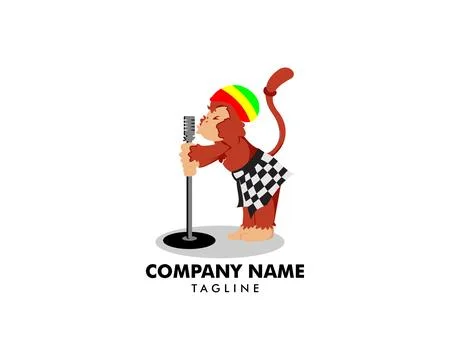 Monkey Chimpanzee Singing Logo Design Vector Template 库存插图