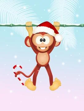 Monkey at Christmas Stock Illustration