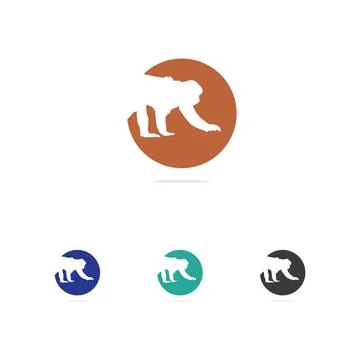 Monkey in circle logo design, monkey vector icon, animal illustration Monk... Stock Photos