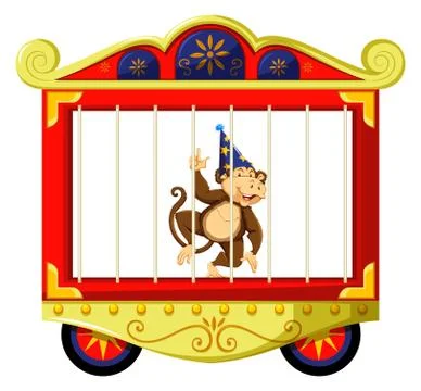 Monkey in circus cage Stock-Illustration