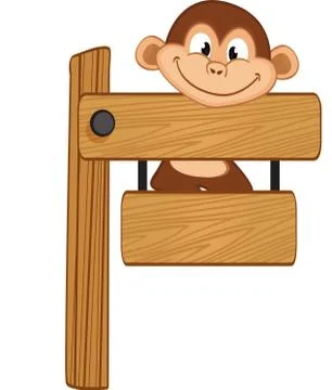 The monkey climbed the shield Illustrazione stock