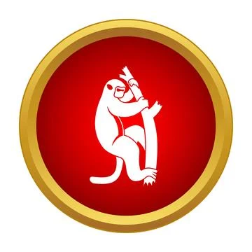 Monkey climbing tree branch inside red circle illustration Stockillustratie