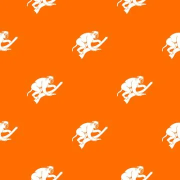 Monkey is climbing up on a tree pattern seamless Stock Illustration