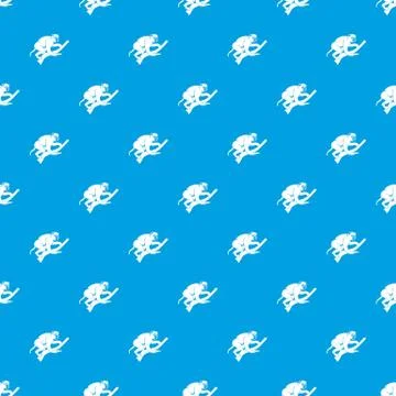 Monkey is climbing up on a tree pattern seamless blue Illustrazione stock