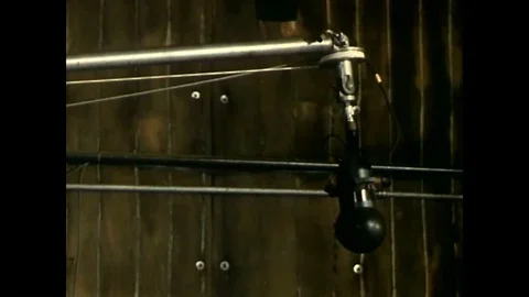 A monkey climbs a boom mic and a monkey sound recordist is shown as well as a Stock Footage 88873272