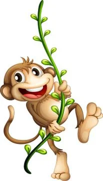 The monkey climbs the branches Illustrazione stock