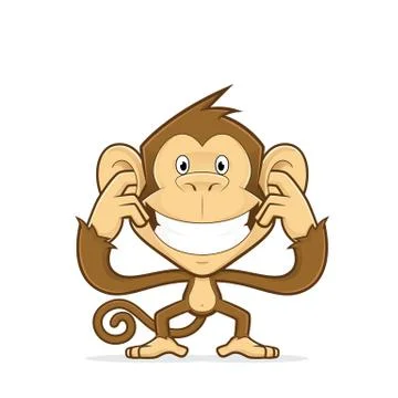Monkey closing his ears Stock Illustration