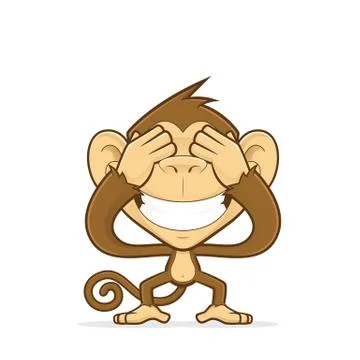 Monkey closing his eyes Illustrazione stock