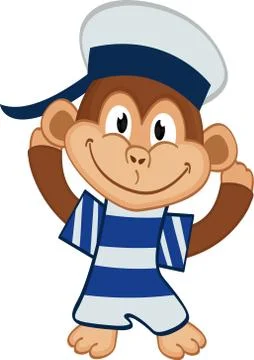 The monkey in the clothes is having fun Illustrazione stock