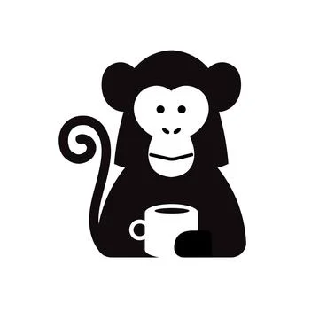 Monkey with coffee cup vector Stock Illustration