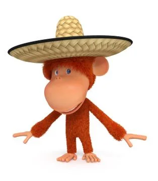 The monkey costs in a sombrero Stock Illustration