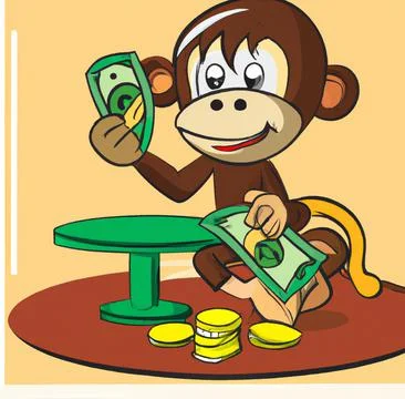 A monkey counting money Stock Illustration