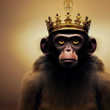 Monkey in a crown. A concept on the topic of absurd politics or something else Stock Illustration