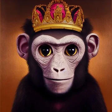 Monkey in a crown. A concept on the topic of absurd politics or something else Stock Illustration