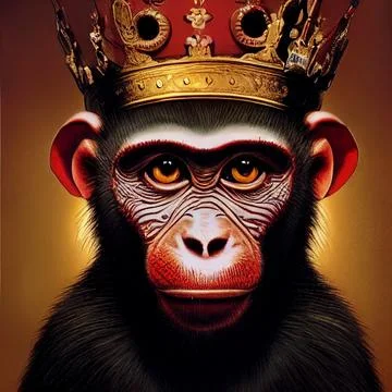 Monkey in a crown. A concept on the topic of absurd politics or something else Stock Illustration