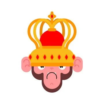 Monkey in crown. Gorilla King. Vector illustration Illustrazione stock